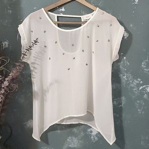 🔖MINE Sheer Blouse with Silver Skulls